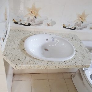 Mặt Bàn Đá Lavabo Vàng Nhạt Thạch Anh